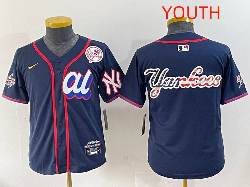 Youth 2025 New York Yankees Blank Drak Blue All star Blank Blue Nike MLB Jersey style 6